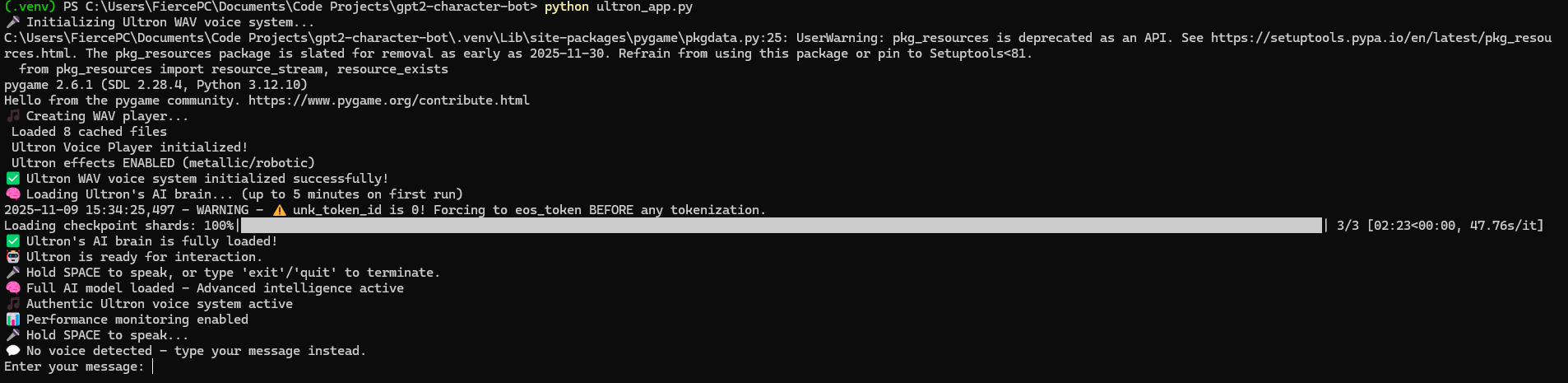 Ultron AI model loading and initialization
